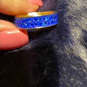 Gold and royal blue fashion ring